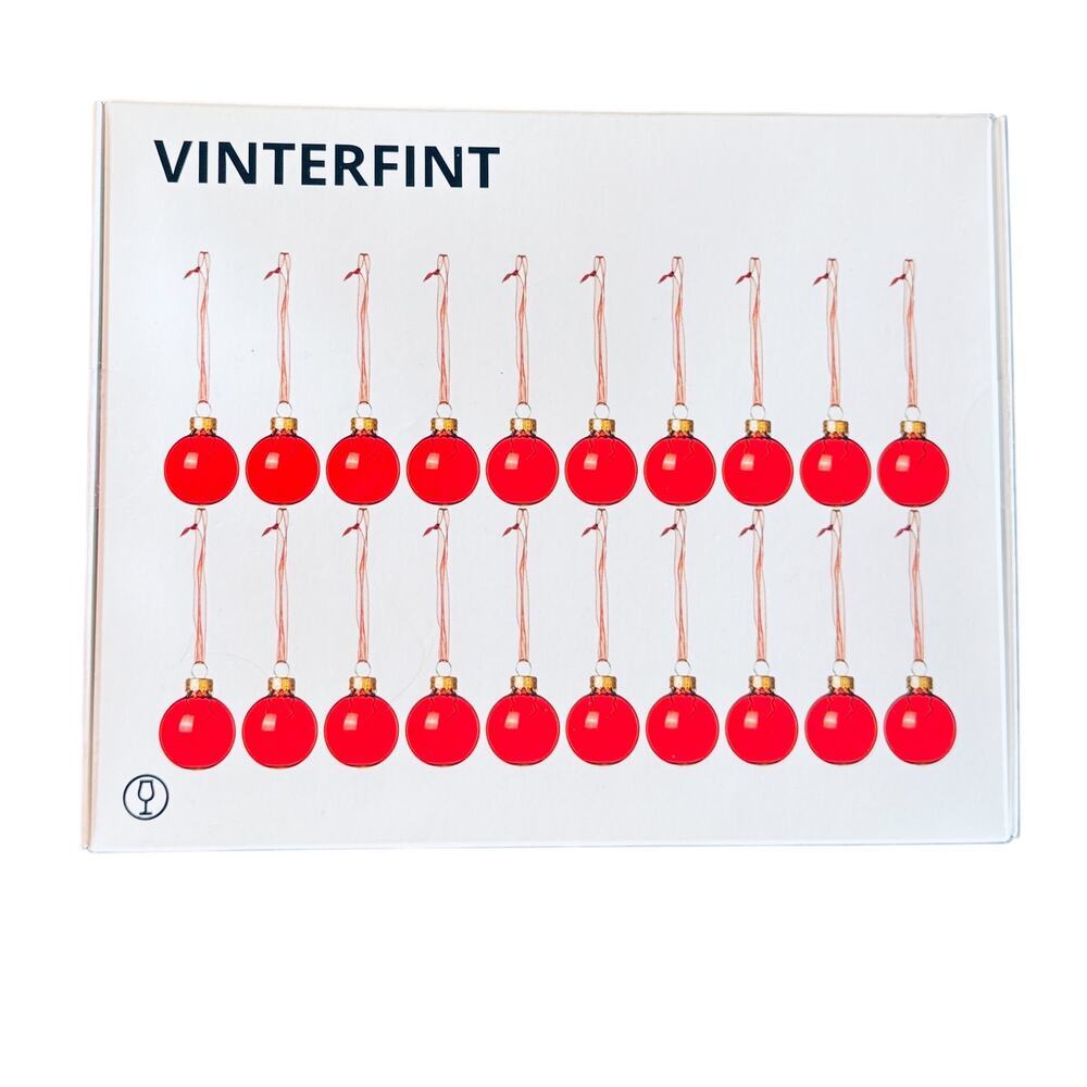 IKEA VINTERFINT 20 Red Bauble Ornaments 1 1/2"
